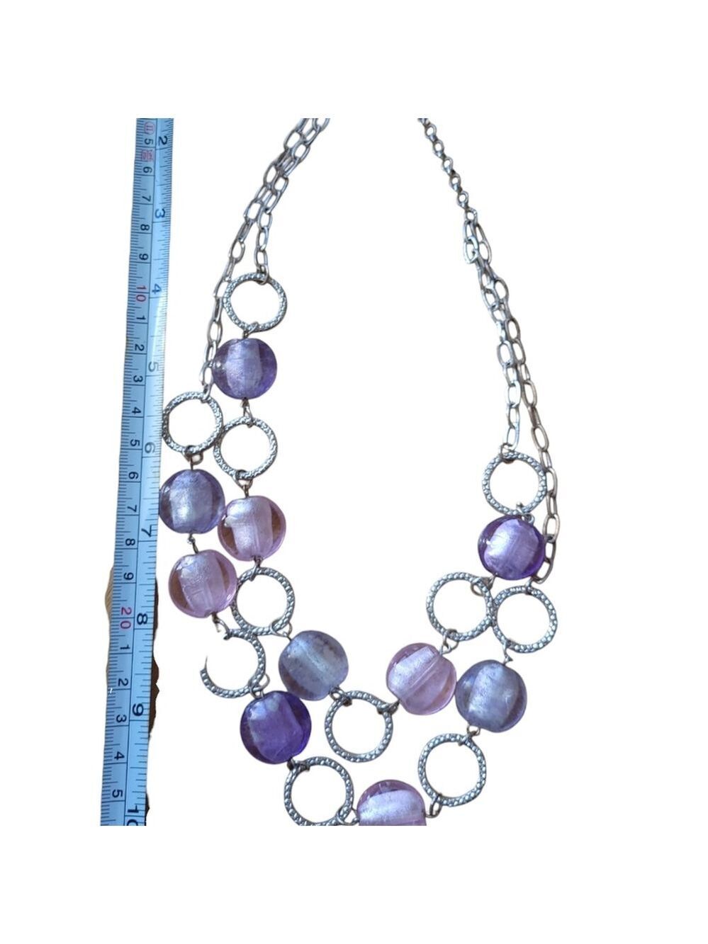 Pink Purple Multistrand Necklace Vintage - Picture 3 of 10